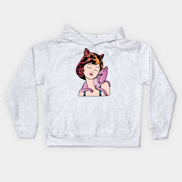 Cute Girl with Dog Kids Hoodie by SVGdreamcollection